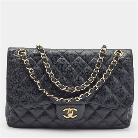 chanel caviar quilted jumbo easy flap black|Flap Bags .